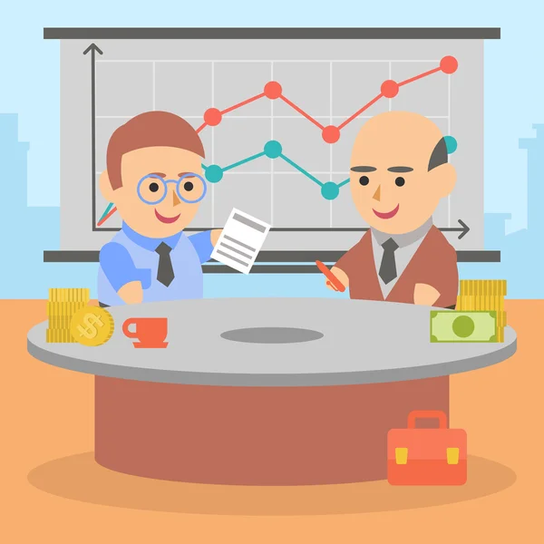 Obchodní podnikatel klienta dvojice smlouvy charakter — Stockový vektor