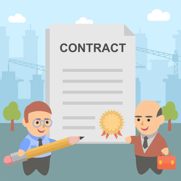 Businessman contract pact client city — Stock Vector