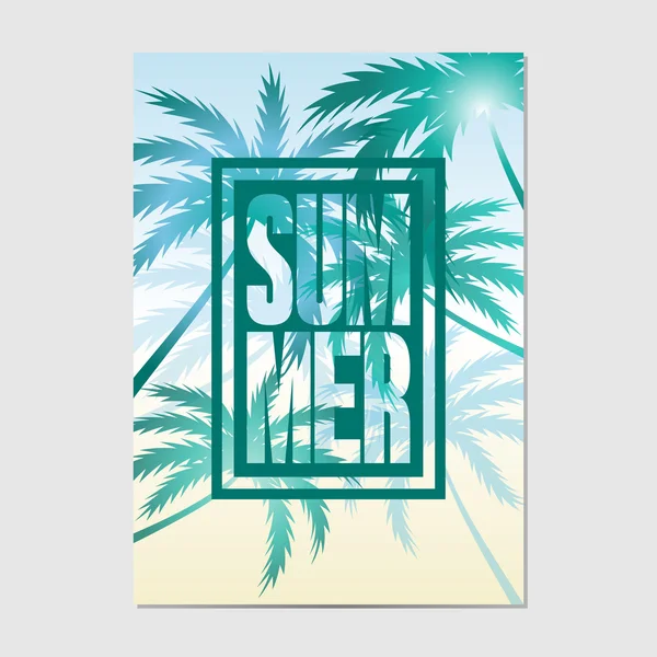 Tipografía Fondo de verano con palmeras . — Archivo Imágenes Vectoriales