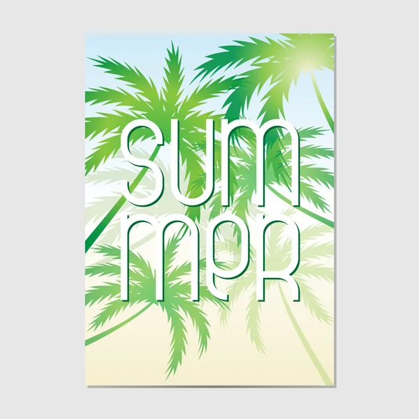 Tipografía Fondo de verano con palmeras . — Vector de stock
