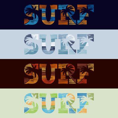 Sörf tipografi posterler grunge tarzı dizi. 