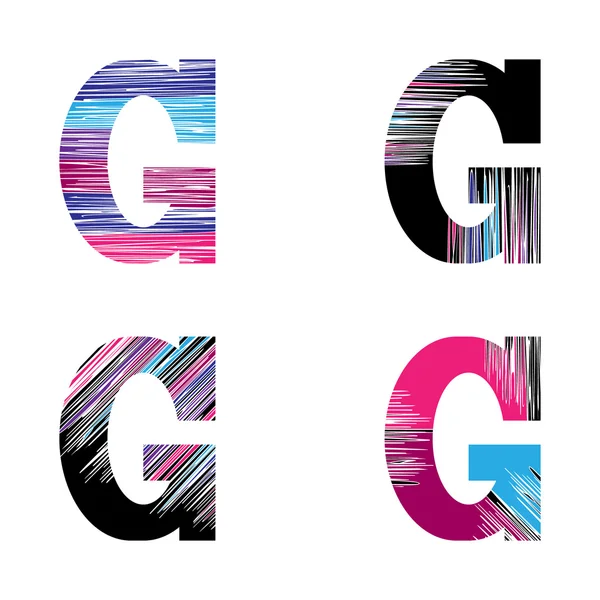 G harfi küme. Vektör grafik alfabe sembol grunge tarzı. 