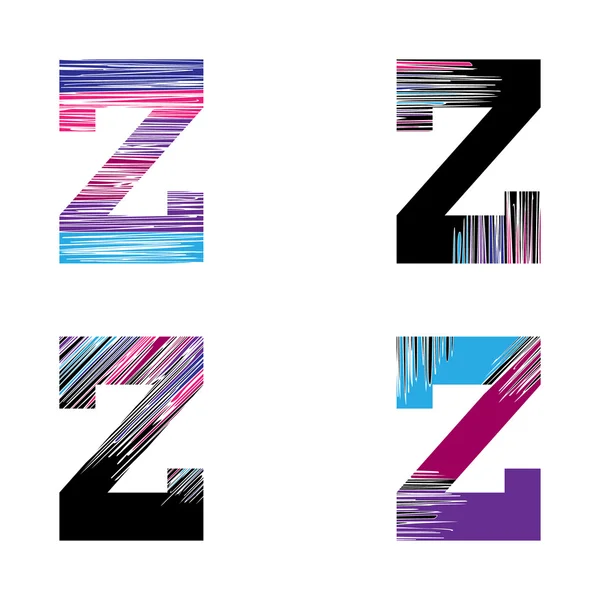 Carta Z definida. Símbolo do alfabeto gráfico vetorial em estilo grunge . — Vetor de Stock