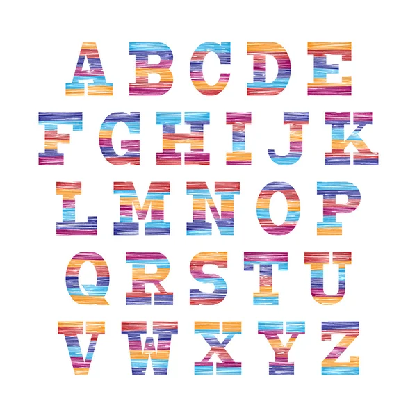 Barevné písmo, nastavit barevné písmen. Vektorové písmo — Stockový vektor