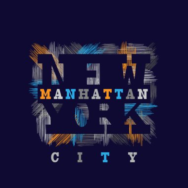 New York Manhattan tipografi bir grunge tarzı. Vintage kavramı
