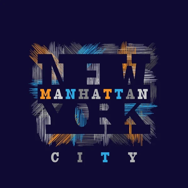 New York Manhattan typografie in een grunge-stijl. Vintage concept — Stockvector