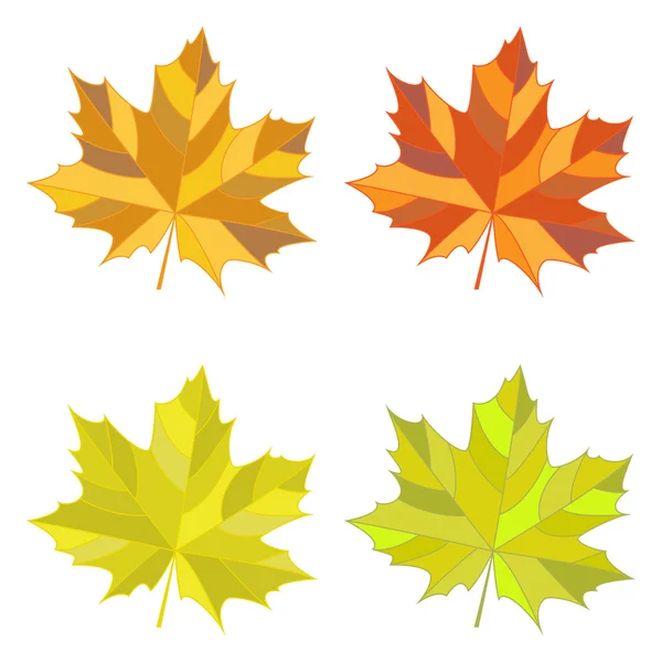 Set of vector colorful maple leaves — Stock Vector