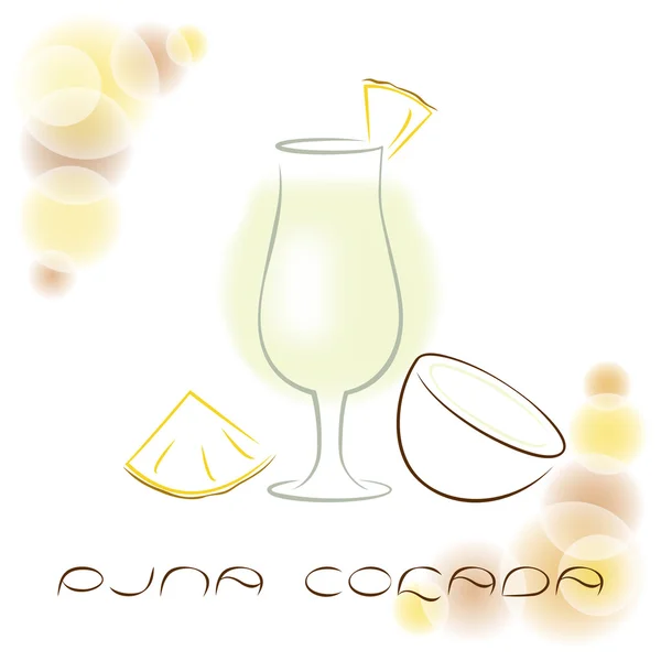 Silhouette von Alkohol-Cocktail. Pina colada. — Stockvektor