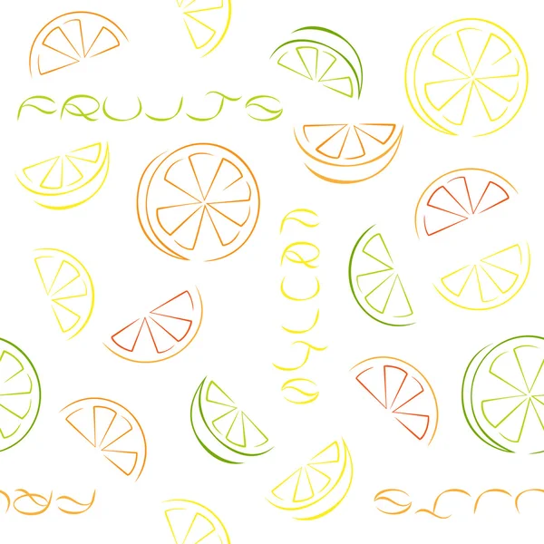 Citrus slices seamless pattern on white background. — Stock Vector