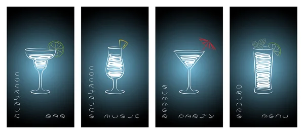 Set di modelli di design per biglietti da visita dei cocktail bar . — Vettoriale Stock