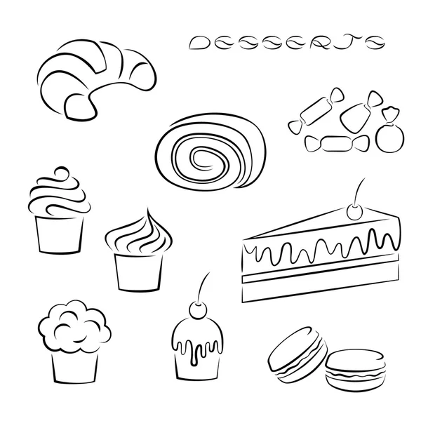 Set of sweets and desserts Elements. — Stock Vector