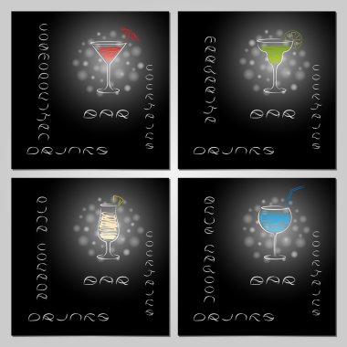 Kokteyl bar kartvizitler için tasarım şablonu kümesi.