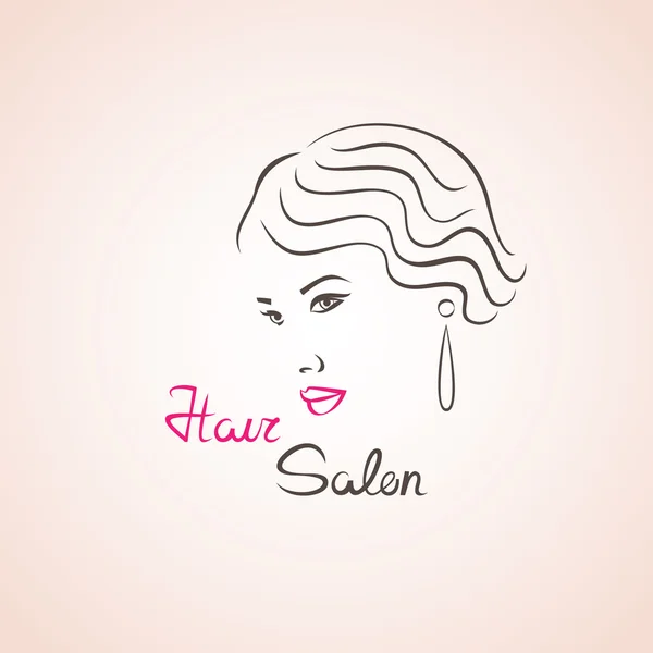 Silueta cara de mujer. Concepto de diseño para peluquería y belleza . — Vector de stock