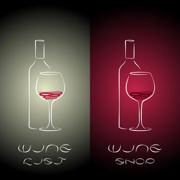 Πρότυπα σχεδίασης λίστα κρασιών με μπουκάλια κρασιού και το ποτήρι. — Διανυσματικό Αρχείο