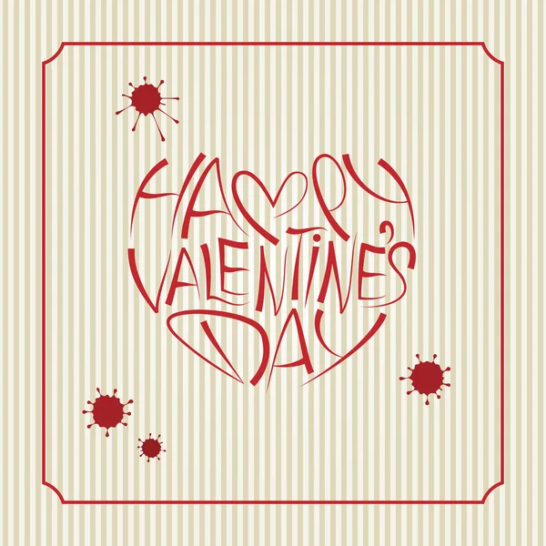Happy Valentines Day Lettering Greeting Card — Stock Vector