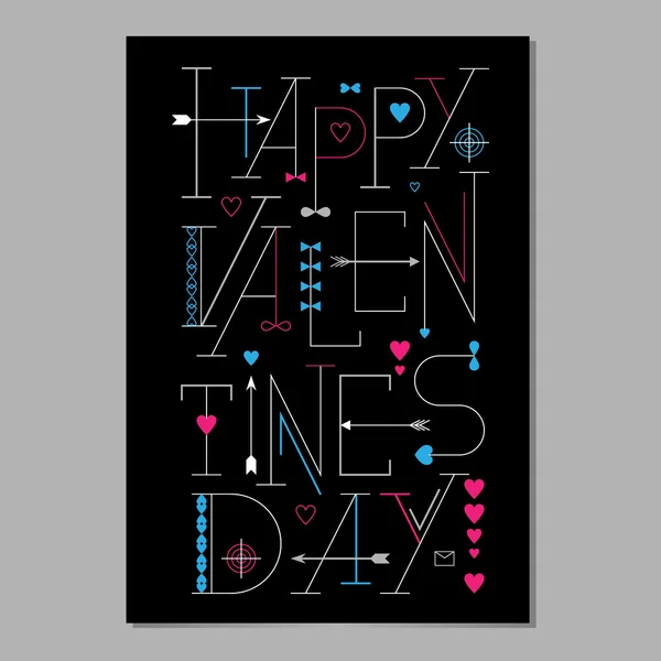 Happy Valentines Day belettering poster. Typografische achtergrond. — Stockvector