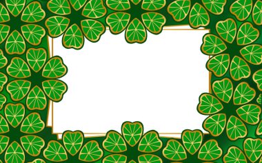 Tasarım ve dekorasyon için vektör grafikleri, altın kaplamalı ve altın çizgili yeşil dekoratif yapraklardan oluşan bir desenden soyut geometrik arkaplan.