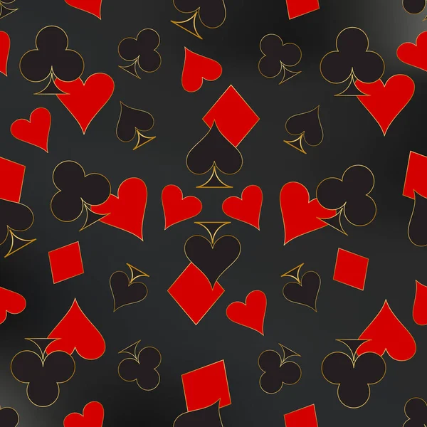 Abstract Pattern Symbols Card Suit Clubs Tambourines Spades Hearts Golden — Stock Photo, Image