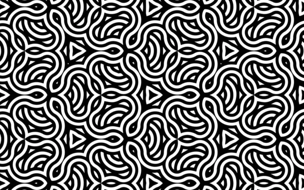 Textura Geométrica Blanca Negra Con Patrón Indio Líneas Entrelazadas Estilo — Archivo Imágenes Vectoriales