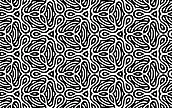 Texture Geometrica Bianco Nero Con Motivo Linee Intrecciate Indiane Sfondo — Vettoriale Stock