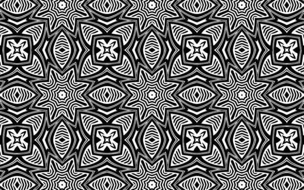 Patrón Étnico Negro Blanco Tradicional Indio Estilo Garabato Textura Geométrica — Archivo Imágenes Vectoriales