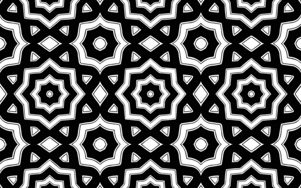 Textura Blanca Negra Étnica Fondo Geométrico Patrón Oriental Polígonos Flores — Vector de stock