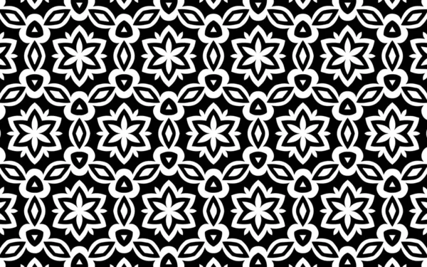 Етнічний Стильний Чорно Білий Візерунок Геометричний Фон Квітів Традиційному Народному — стоковий вектор