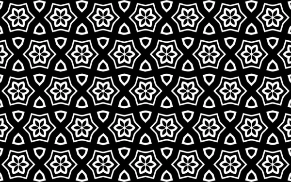 Absztrakt Fekete Fehér Sablon Etnikai Háttér Geometriai Formák Virágok Tapéta — Stock Vector