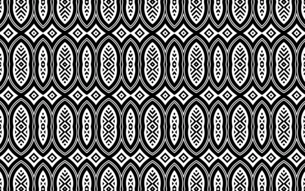 Modello Astratto Bianco Nero Sfondo Geometrico Esotico Stile Africano Indiano — Vettoriale Stock