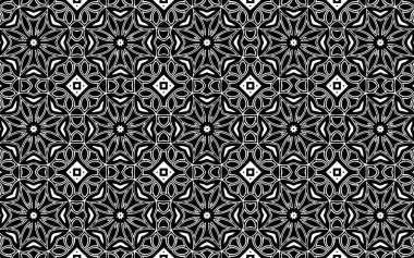 Meksika kökenli, yerli kökenli, Afrika tarzı renklerde eşsiz bir geometrik arka plan. Soyut siyah beyaz şablon.