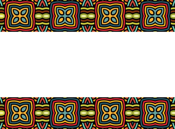 Geometrik etnik arka plan, yatay olarak Afrika, Hindistan, Meksika, Aztek dürtüleri. Karalama kalıbı, süsleme. Kartvizit, web sitesi, sunumlar için tasarım.