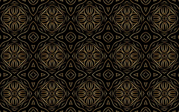 Етнічний Орнамент Стильного Золотого Візерунка Геометричний Художній Чорний Фон Дизайн — стоковий вектор