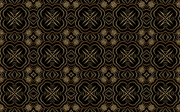 Етнічний Орнамент Абстрактного Золотого Візерунка Геометричний Стилізований Чорний Фон Дизайн — стоковий вектор