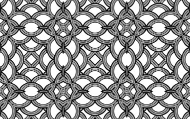 Etnik geometrik arka plan çiziliyor. Soyut siyah beyaz şablon. Boyama kitabı, tekstil ve vitray için desenli orijinal doku.