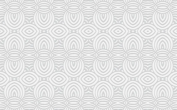 Геометрический Уникальный Выпуклый Узор Виде Орнамента Этнический Восточный Белый Фон — стоковый вектор