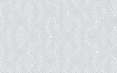 Orijinal geometrik beyaz arkaplan. Duvar kağıdı ve sunum için çokgenlerin hacim modelini rahatlat.