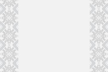 Tasarım ve dekor için beyaz arkaplan. Dikey eklemler. Geometrik dışbükey hacimli 3D desen, etnik özgün elementler ve Doğu halkları tarzında çokgenlerden sanatsal yardım süsü ile birlikte..