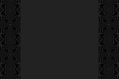 Bir rahatlama etnik kalıbının geometrik dışbükey hacim arkaplanı. Dikey eklentiler. Afrika halk tarzında 3D siyah soyut duvar kağıdı.