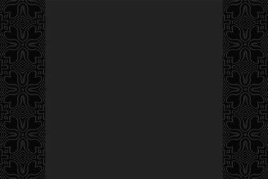 Kabartmalı etnik kalıptan geometrik dışbükey hacim arkaplanı. Dikey eklentilerle karalama biçiminde yaratıcı 3B siyah duvar kağıdı.