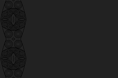 Geometrik hacimli dışardaki siyah arkaplan. Etnik Afrikalı, Meksikalı, Kızılderili dürtüleri. Karalama şeklinde 3 boyutlu kabartma deseni. Renkli dekoratif süs. Dikey Ekle.