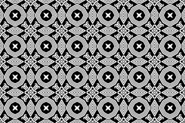 Siyah beyaz geometrik desen. Etnik geleneksel dekoratif Arap geçmişi. Doğulu insanlardan esinlenilmiş bir süs. Renkler, sunumlar, duvar kağıtları, tekstil için şablon.