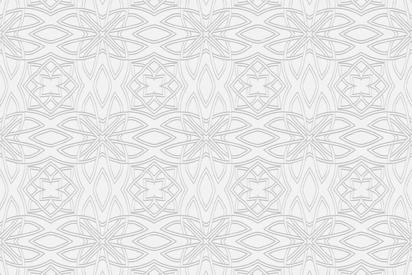 Volumétrique Convexe Géométrique Fond Blanc Islam Oriental Style Marocain Ornement — Image vectorielle