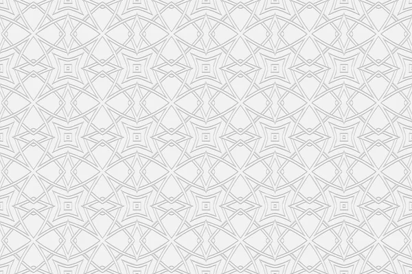 Volumétrico Convexo Geométrico Fundo Branco Islâmico Oriental Estilo Marroquino Ornamento — Vetor de Stock