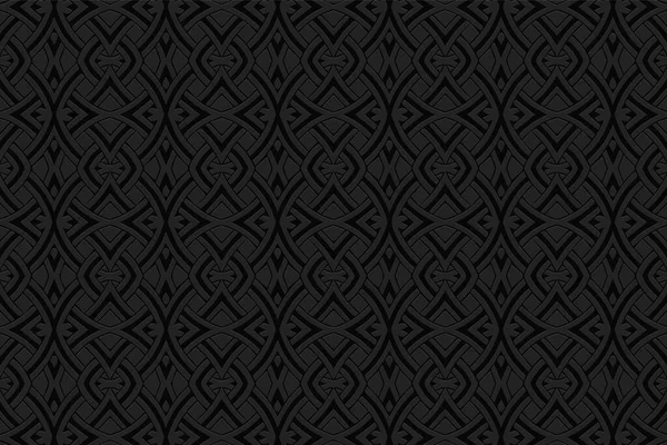 Ємний Опуклий Геометричний Чорний Фон Етнічний Рельєфний Ісламський Марокканський Арабський — стоковий вектор