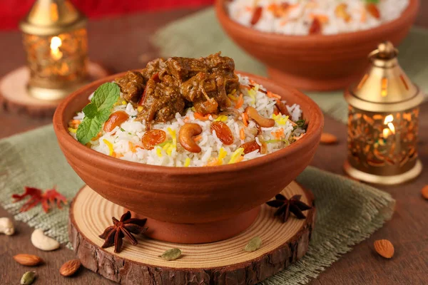 Mutton Biryani Chicken Biryani Spice Indian Malabar Biryani Hyderabadi Biryani — стокове фото