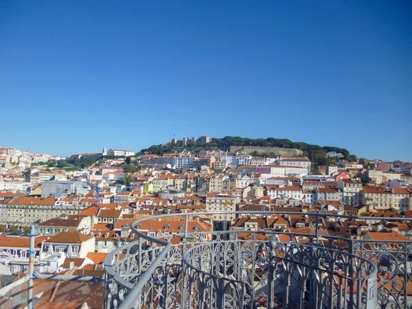 Gezicht Saint George Castel Vanuit Santa Justa Lif Lissabon — Stockfoto