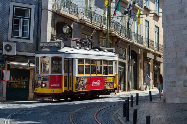 Lisboa Portugal Julho 2021 Transporte Tradicional Chamado Bonde Durante Uma — Fotografia de Stock