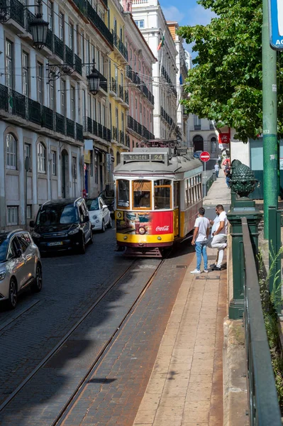 Lisboa Portugal Julho 2021 Transporte Tradicional Chamado Bonde Durante Uma — Fotografia de Stock