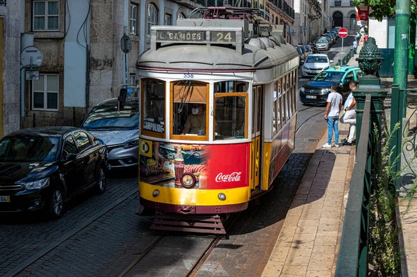 Lisboa Portugal Julho 2021 Transporte Tradicional Chamado Bonde Durante Uma — Fotografia de Stock