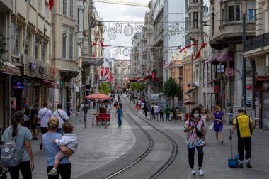 09 05 2021 İstanbul Türk tramvay hattı ünlü Taksim Meydanı Tarlabaşı Caddesi